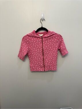 Love Rocks Pink Star Crop Zip Hoodie